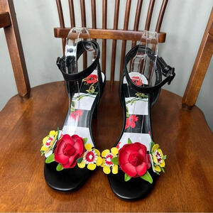 Mix No. 6 Aeradia Floral Faux Leather Appliqué Stiletto High Heels Encanto Vibe